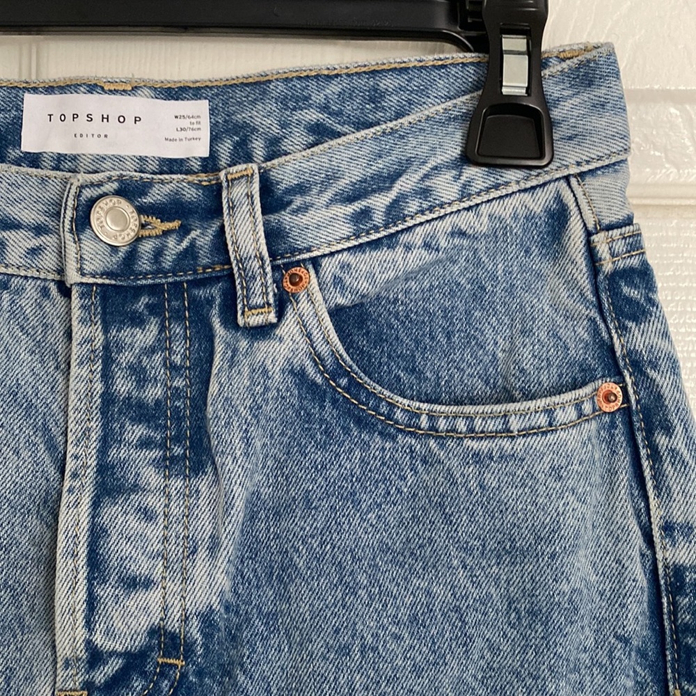 •Topshop• High Waist Editor Distressed Denim